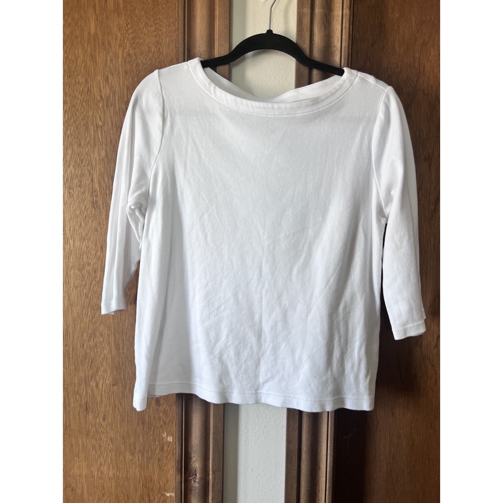 CROFT & BARROW-Woman's White 3/4 Sleeve Shirt Size M